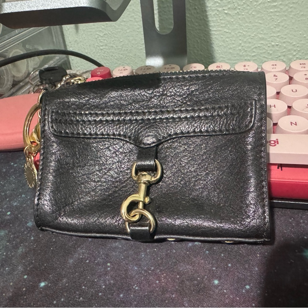 Rebecca Minkoff Coin Purse/Card Wallet Keychain- Black